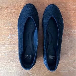 Eileen Fisher Women's Suede Black Flats— Size 9